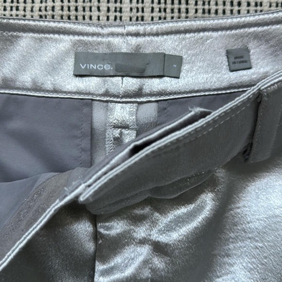 VINCE Silver Liquid Metallic Wide Leg Cropped Pants sz 2 NWOT XS - Picture 7 of 11